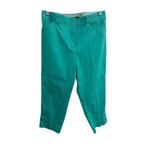 Counterparts Womens Size 10 Turquoise Cropped Pants Button Detail Side Slits